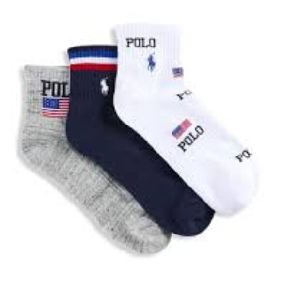 Polo Ralph Lauren Big & Tall Polo USA Quarter Socks 3-Pack - Picture 1 of 3
